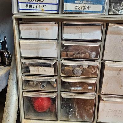 Seven Plastic Storage Bins + Contents (WS-JS)