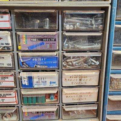 Seven Plastic Storage Bins + Contents (WS-JS)