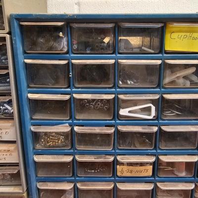 Seven Plastic Storage Bins + Contents (WS-JS)