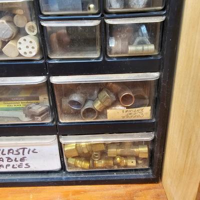 Seven Plastic Storage Bins + Contents (WS-JS)