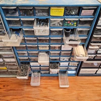 Seven Plastic Storage Bins + Contents (WS-JS)