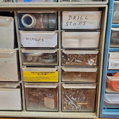 Seven Plastic Storage Bins + Contents (WS-JS)