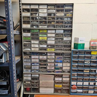 Seven Plastic Storage Bins + Contents (WS-JS)
