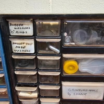 Seven Plastic Storage Bins + Contents (WS-JS)
