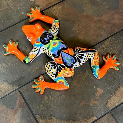 Large Talavera Mexican Pottery Frog