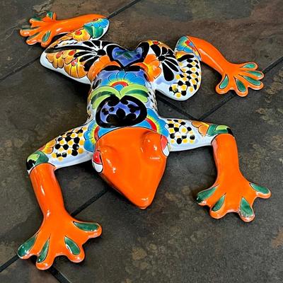 Large Talavera Mexican Pottery Frog