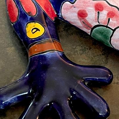 Large Talavera Mexican Pottery Blue Frog