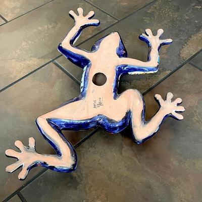 Large Talavera Mexican Pottery Blue Frog