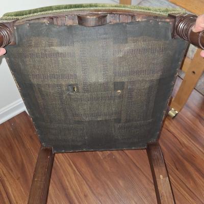 2 antique velvet tufted chairs