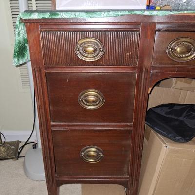 vtg glass top desk
