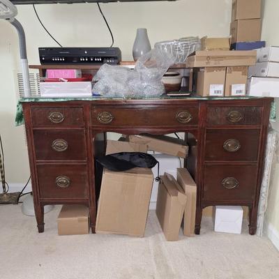 vtg glass top desk