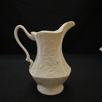Lenox & McCoy Pitchers and Bowl with 3 Picturesque Plates