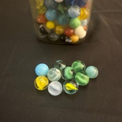 A Collection of Ohio Trinkets, Marbles, Rockingham Glaze Mug and Other Items