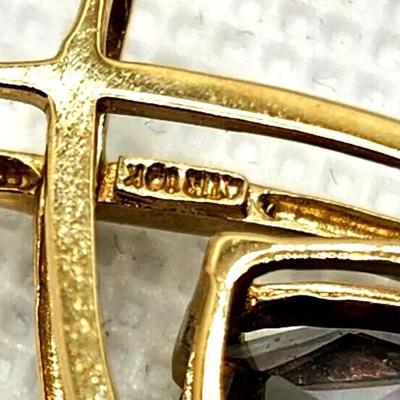 Large Trillion Cut Alexandrite & 10K Yellow Gold Pendant / Slide Charm