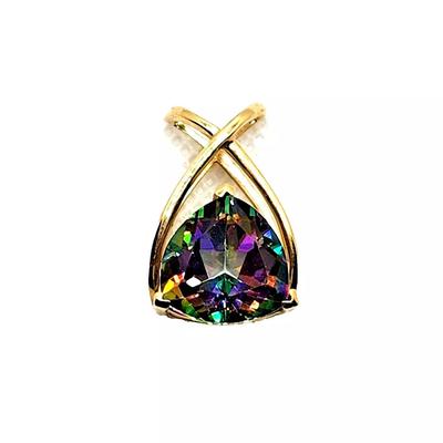 Large Trillion Cut Alexandrite & 10K Yellow Gold Pendant / Slide Charm
