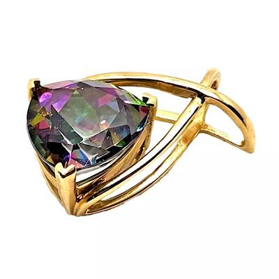 Large Trillion Cut Alexandrite & 10K Yellow Gold Pendant / Slide Charm