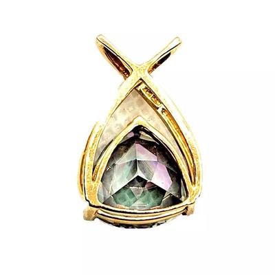Large Trillion Cut Alexandrite & 10K Yellow Gold Pendant / Slide Charm
