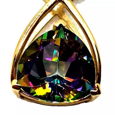 Large Trillion Cut Alexandrite & 10K Yellow Gold Pendant / Slide Charm