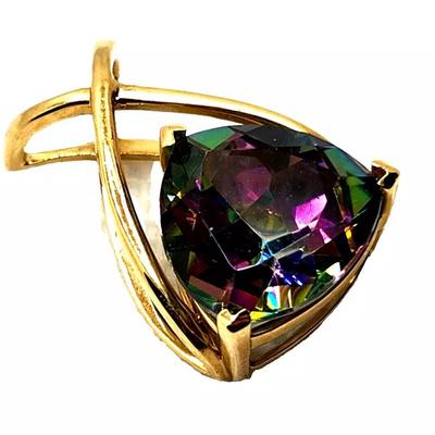 Large Trillion Cut Alexandrite & 10K Yellow Gold Pendant / Slide Charm