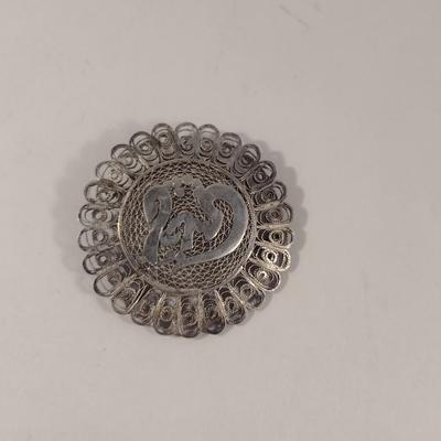 Sterling Silver Filigree Brooch- Total Approx Weight 12 Grams