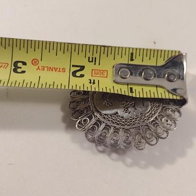 Sterling Silver Filigree Brooch- Total Approx Weight 12 Grams