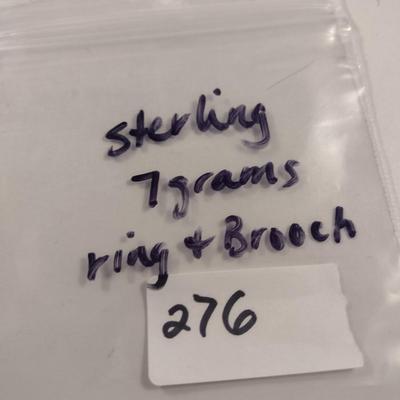 Sterling Silver Dogwood Design Ring and Brooch Set- Total Approx Weight 7 Grams (#276)