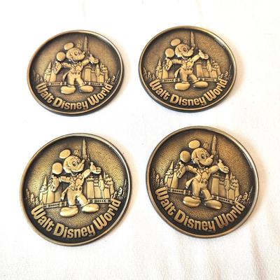 Lot #121 Set of 4 Vintage Walt Disney World Metal Coasters