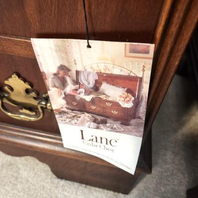 Lot #123 Lane Cedar Chest - has tag - top upholstery needs replacing