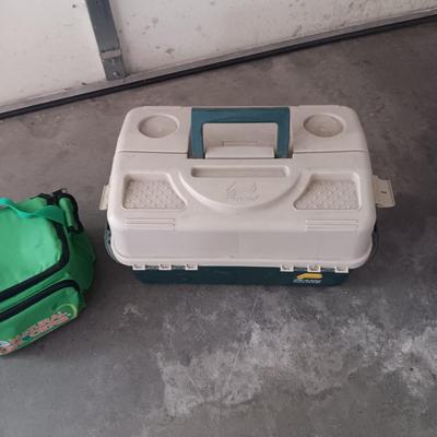DOUBLE SIDED FOLD OUT TACKLE BOX, 2 FILET KNIVES AND MORE
