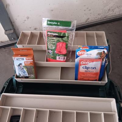 DOUBLE SIDED FOLD OUT TACKLE BOX, 2 FILET KNIVES AND MORE