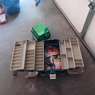 DOUBLE SIDED FOLD OUT TACKLE BOX, 2 FILET KNIVES AND MORE