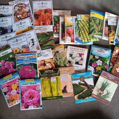 LARGE SELECTION OF FLOWER AND VEGY SEEDS, GARDENING TOOLS AND MORE