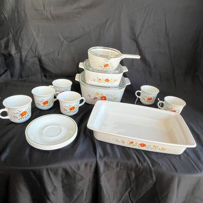 Orange Poppy Corelle Corningware lot