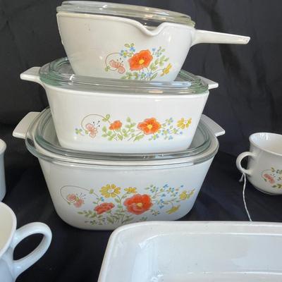 Orange Poppy Corelle Corningware lot