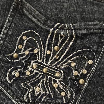 Jeans de Fleur Wide Leg Jeans with Rhinestone Pockets