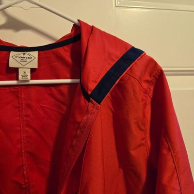 St. John's Bay Red with Navy Trim Rain Jacket