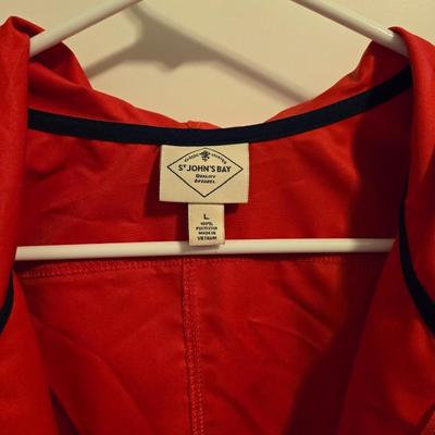 St. John's Bay Red with Navy Trim Rain Jacket