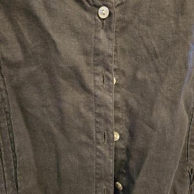 J. Jill Brown Linen Button Down Sleeveless Top