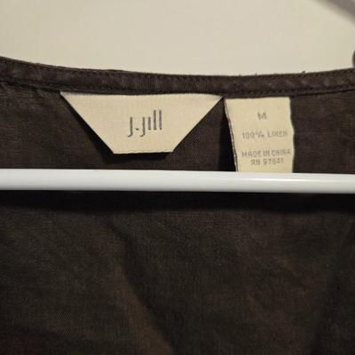 J. Jill Brown Linen Button Down Sleeveless Top