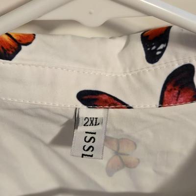 Butterfly Button Down Puff Long Sleeve Top
