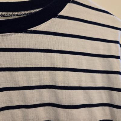 Blue and White Striped Cropped Top