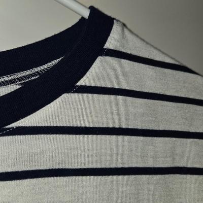Blue and White Striped Cropped Top
