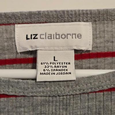 Liz Claiborne Gray and Red Stripe Top