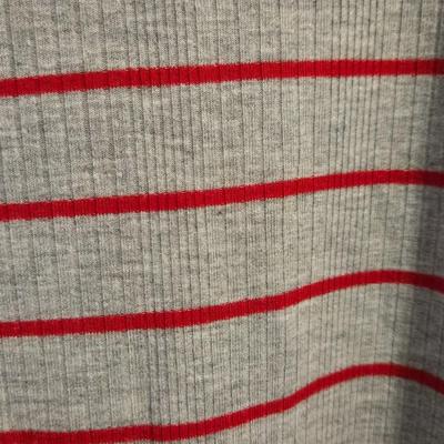Liz Claiborne Gray and Red Stripe Top