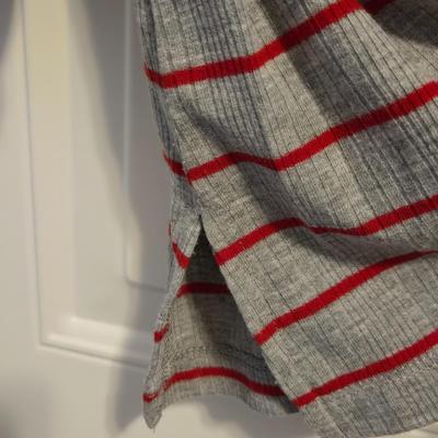 Liz Claiborne Gray and Red Stripe Top