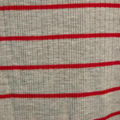 Liz Claiborne Gray and Red Stripe Top