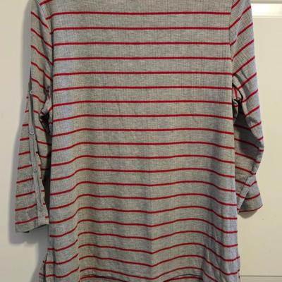 Liz Claiborne Gray and Red Stripe Top