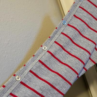 Liz Claiborne Gray and Red Stripe Top