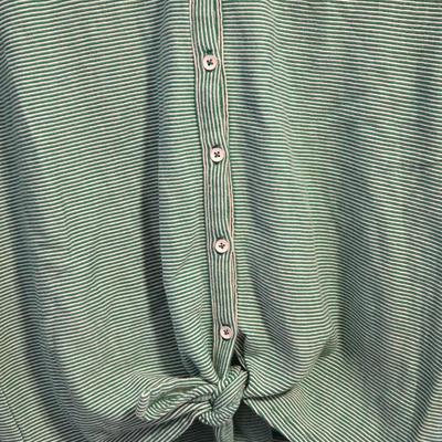 St. John's Bay Green & White Stripe Button Down Top