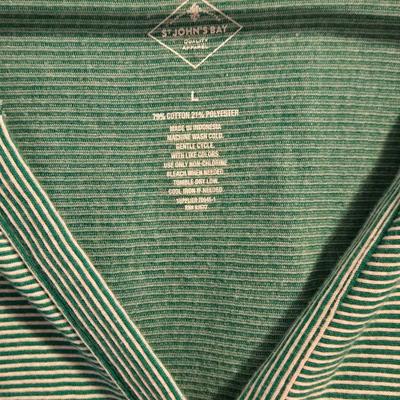St. John's Bay Green & White Stripe Button Down Top